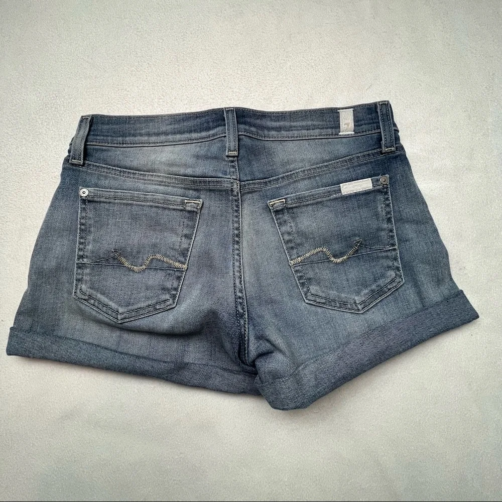 7 For All Mankind Rolled Cuff Denim Shorts Size 25 - Picture 2 of 8